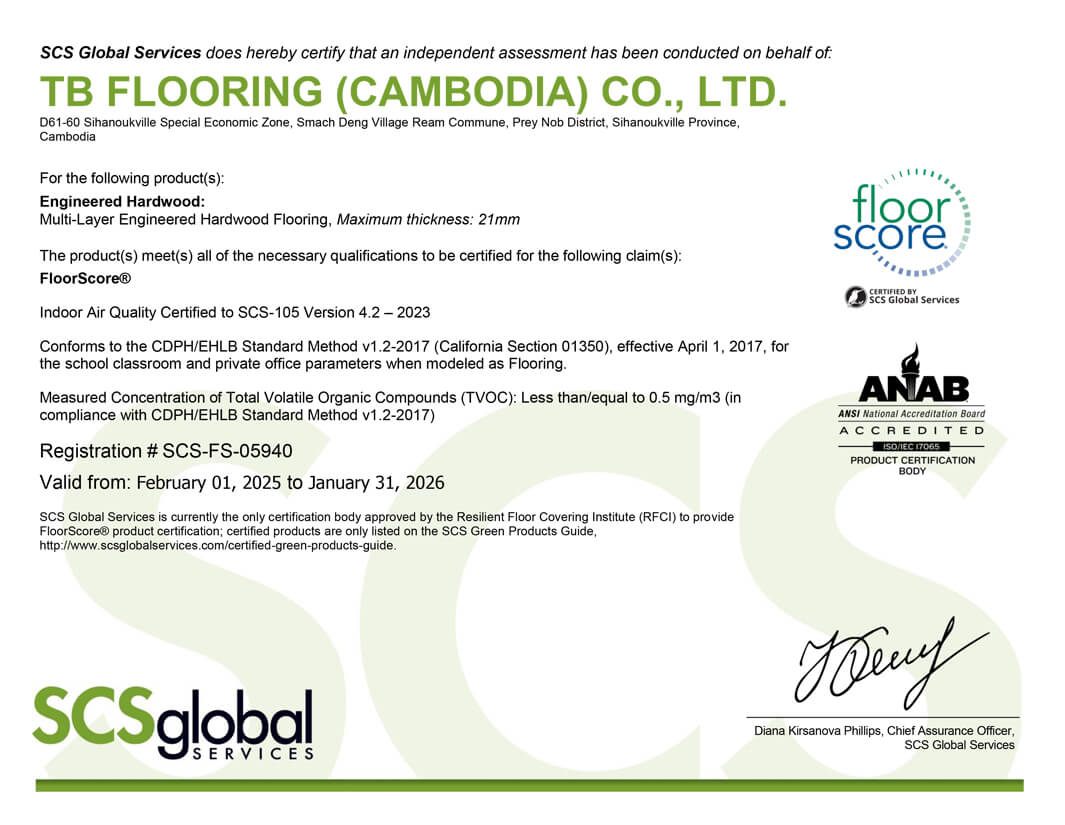FLOORSCORE  Certificate